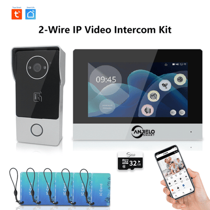 Anjielo Tuya Video Door Phone Call Intercom System Doorbell for Home 1080P Smart IP Screen Wifi Villa Video Intercom