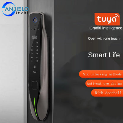 Anjielo smart door lock Tuya smart door lock visual cat eye capture remote fingerprint lock fully automatic doorbell with camera surveillance camera