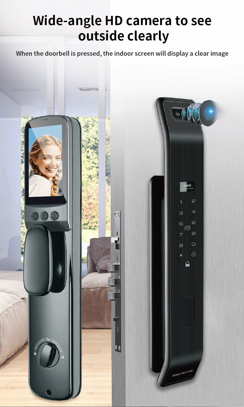 Anjielo Face Recognition 3D Digital Smart Lock Fingerprint Password Electronic Door Lock RFID NFC Card Multiple Door Opening Methods Suitable for Home Apartments