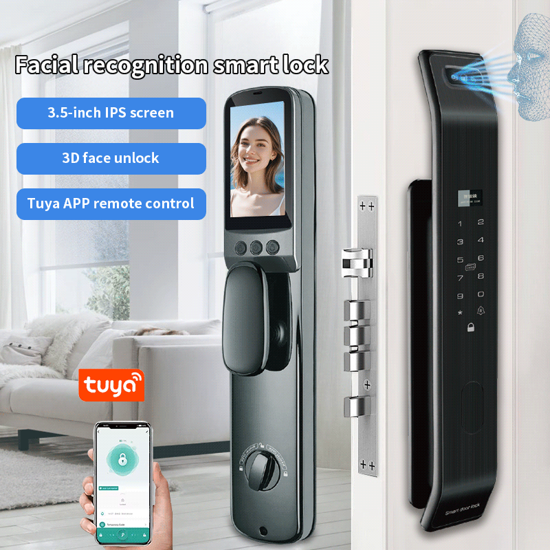 Anjielo Face Recognition 3D Digital Smart Lock Fingerprint Password Electronic Door Lock RFID NFC Card Multiple Door Opening Methods Suitable for Home Apartments