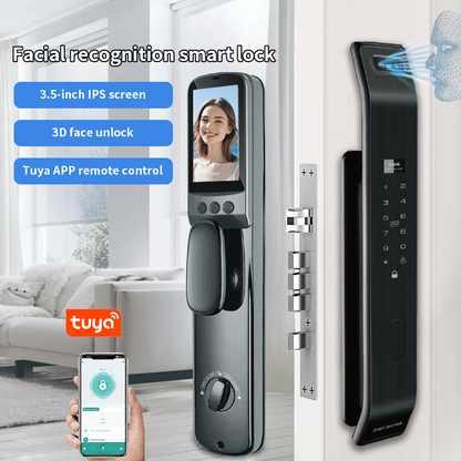 Anjielo Face Recognition 3D Digital Smart Lock Fingerprint Password Electronic Door Lock RFID NFC Card Multiple Door Opening Methods Suitable for Home Apartments