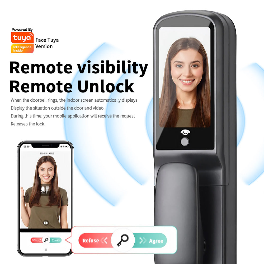Anjielo Secure WiFi Door Lock Supports Tuya App Facial and Fingerprint Recognition Smart Lock System
