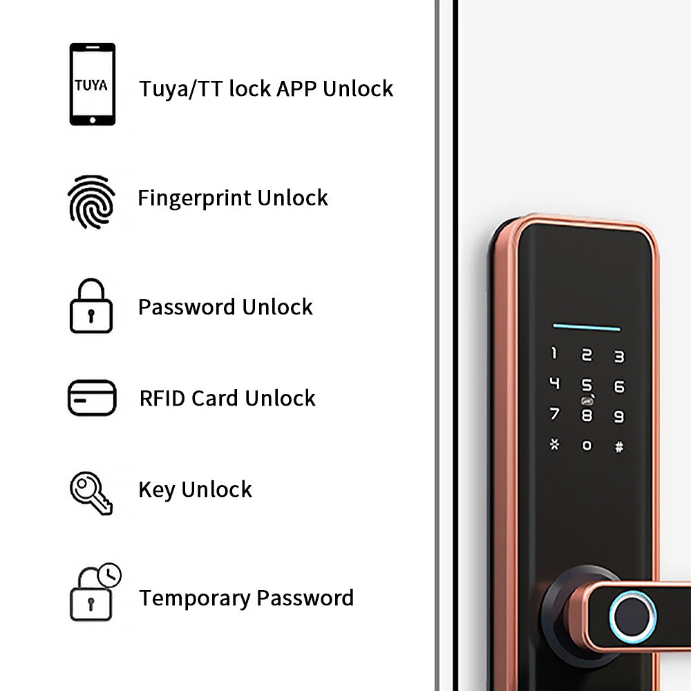 Anjielo smart aluminum alloy door lock with fingerprint recognition password suitable for hotel and home security protection