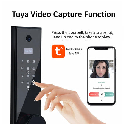 Anjielo Tuya fingerprint smart lock with video intercom to protect home security Automatic smart lock Password fingerprint recognition smart lock
