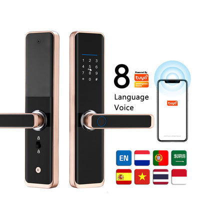 Anjielo WIFI APP smart door lock aluminum alloy fingerprint built-in digital handle waterproof graffiti smart door lock