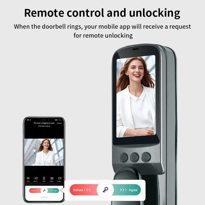 Anjielo with video intercom fingerprint 3D face recognition digital graffiti Wifi lock multi-function graffiti smart door lock
