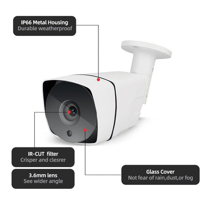 Anjielo HD 1080P 2MP IP Camera with POE Night Vision Equipment Waterproof Outdoor HD Surveillance Security Camera