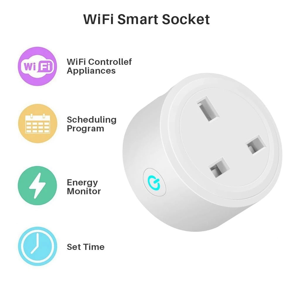 Anjielo Wireless WiFi Smart Socket Tuya Smart Life APP Control Works with Alexa Google Assistant