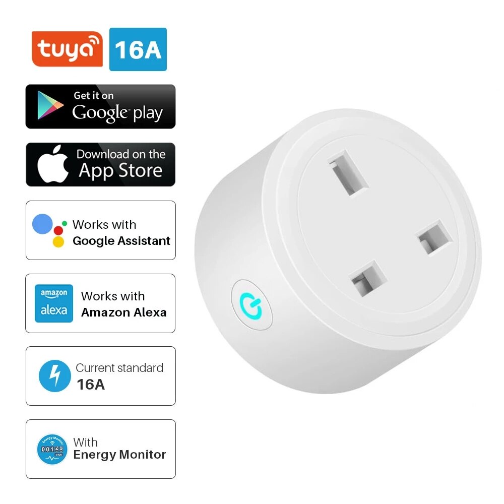 Anjielo Wireless WiFi Smart Socket Tuya Smart Life APP Control Works with Alexa Google Assistant