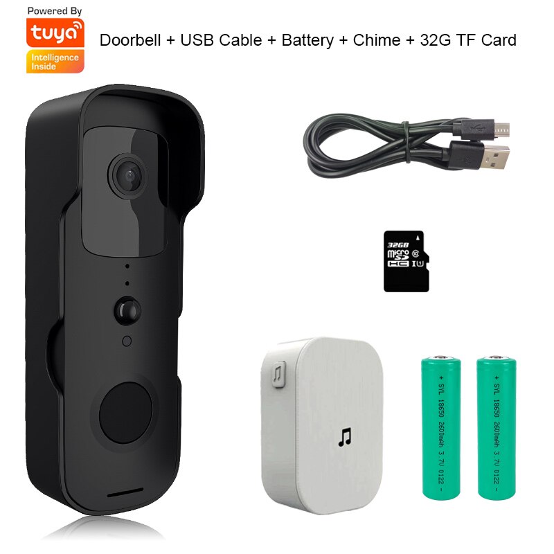 Anjielo Tuya Smart Wireless Video Doorbell Digital Visual Intercom WIFI Door Bell Waterproof Electronic Doorman Home Security Camera