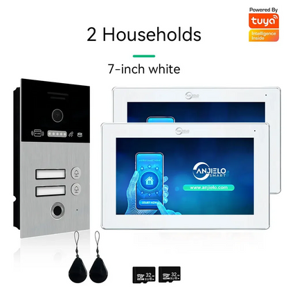 Anjielo smart video intercom 7/10 inch screen and 1080P 1/2/3 floor WIFI doorbell tuya home apartment video intercom equipment