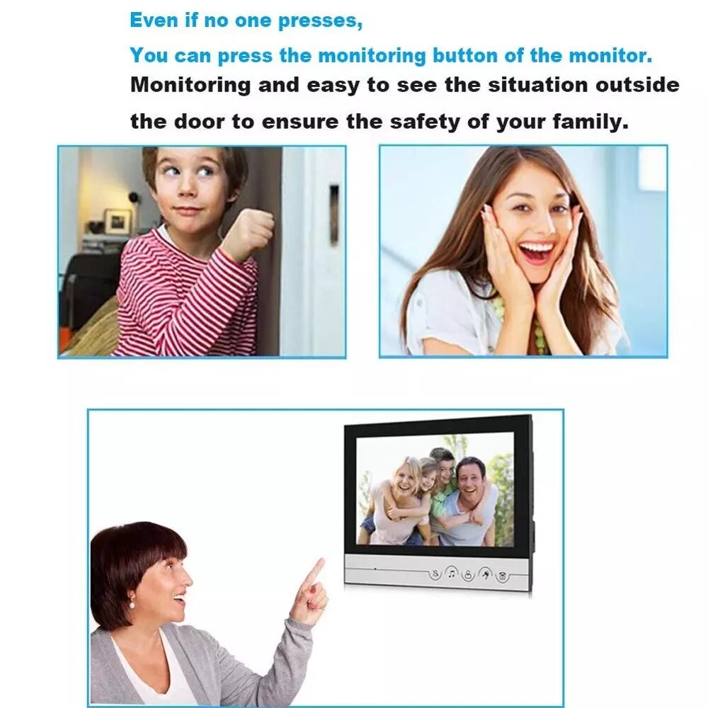Anjielo 9 inch indoor surveillance video intercom for apartment video intercom with infrared night vision camera