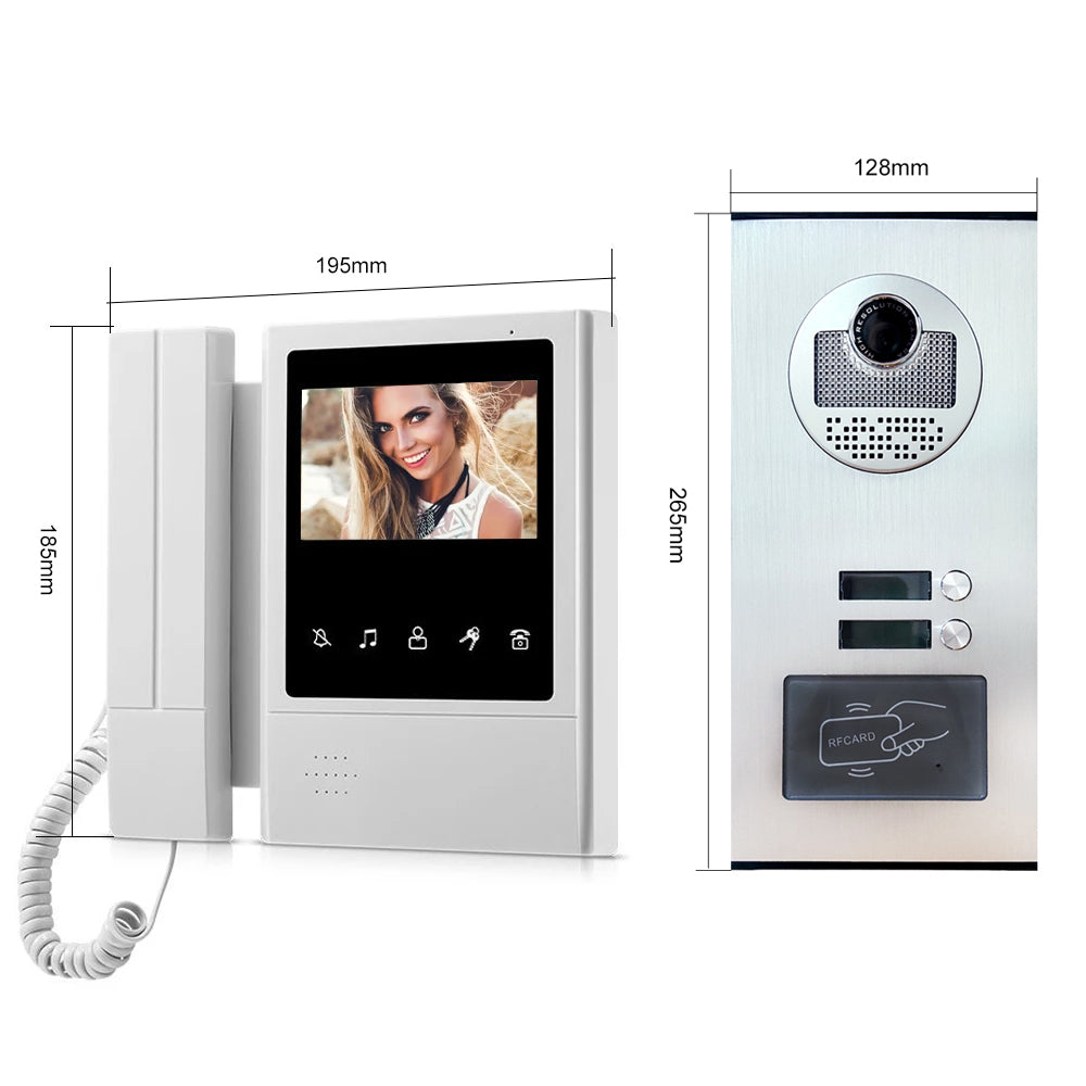 Anjielo 4.3'' Home TFT Wired Video Intercom Doorbell System RFID Camera with 3 Monitor+Exit Button+ Electric Lock + Door Access System