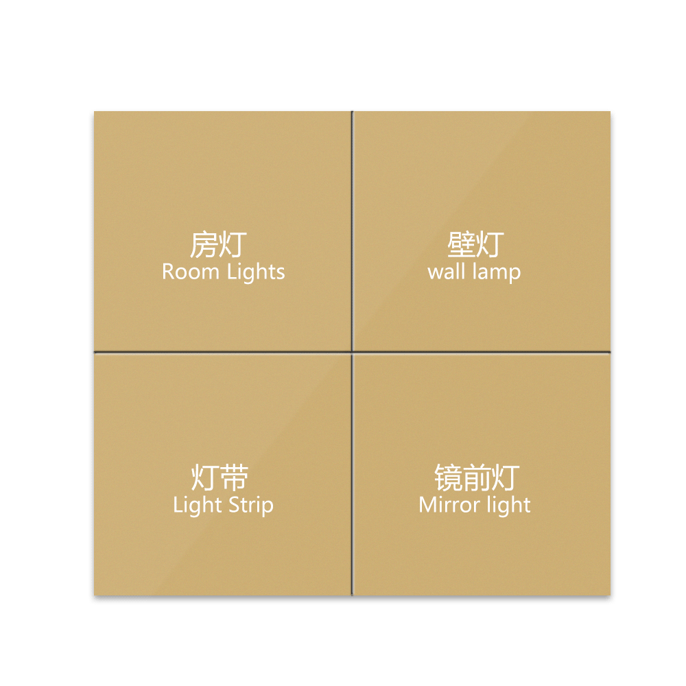 Anjielo Smart Switch for Home Automation Single Pole 4-Way Control ABS/PC Housing Support Zigbee and SmartLife 4-Button Touch Switch
