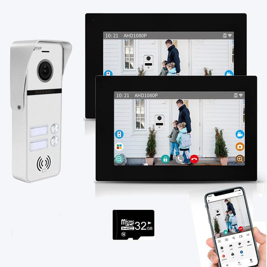 Anjielo Smart Tuya 7/10 Inch Video Smart Home Video 2 Doorbell System 1080P 160° Wired Doorbell Camera Touch Screen