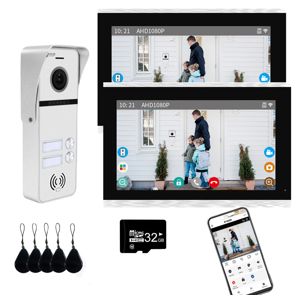 Anjielo Smart Tuya 7/10 Inch Video Smart Home Video 2 Doorbell System 1080P 160° Wired Doorbell Camera Touch Screen
