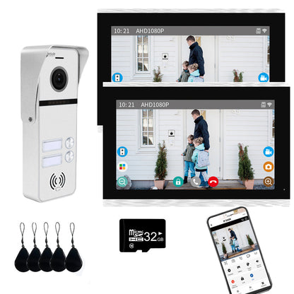 Anjielo Smart Tuya 7/10 Inch Video Smart Home Video 2 Doorbell System 1080P 160° Wired Doorbell Camera Touch Screen