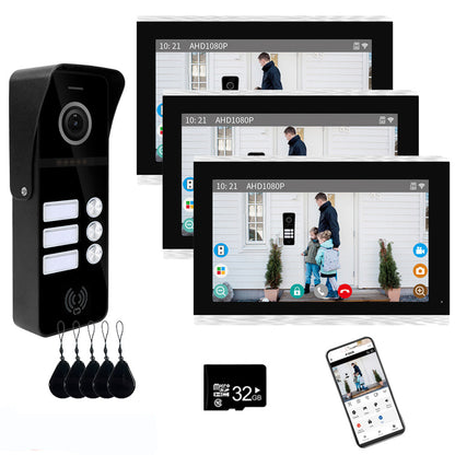 Anjielo Smart Tuya 7/10 Inch Video Smart Home Video 2 Doorbell System 1080P 160° Wired Doorbell Camera Touch Screen