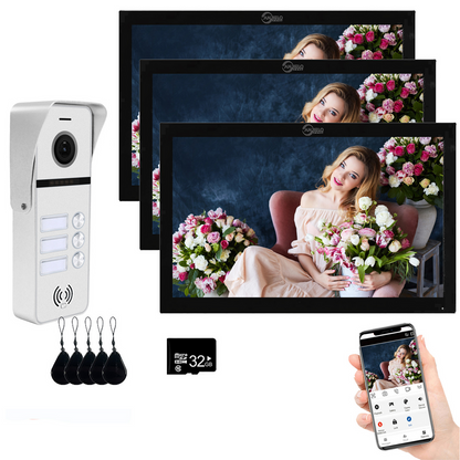 Anjielo Smart Tuya 7/10 Inch Video Smart Home Video 2 Doorbell System 1080P 160° Wired Doorbell Camera Touch Screen