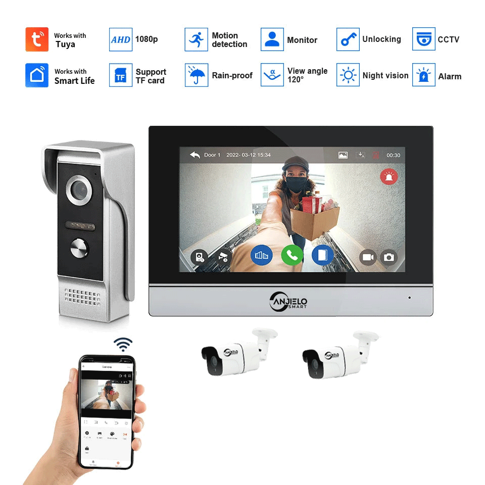 Anjielo Tuya Smart Video Intercom 1080P Security Wi-Fi Doorbell IP Camera with Motion Detection