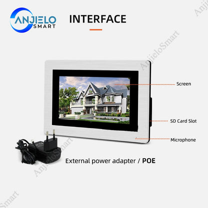 Anjielo Smart 1080P WiFi with 7 inch Touch Screen IP Video Doorbell Remote Unlock Password RFIC Card Access Control