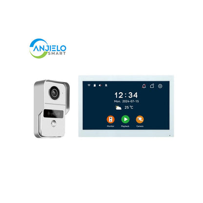Anjielo Smart 10.1 Inch Touch Screen Video Doorbell Intercom System with Night Vision Camera and Two-Way Intercom