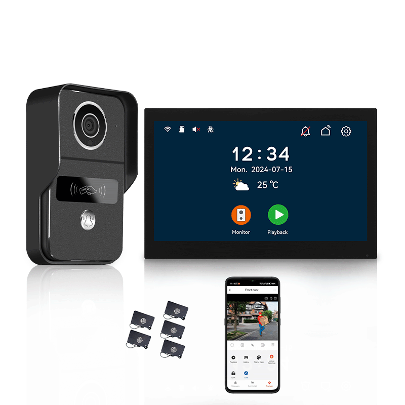 Anjielo Smart 10.1 Inch Touch Screen Video Doorbell Intercom System with Night Vision Camera and Two-Way Intercom
