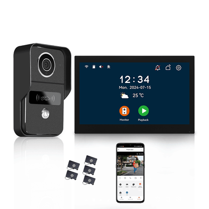 Anjielo Smart 10.1 Inch Touch Screen Video Doorbell Intercom System with Night Vision Camera and Two-Way Intercom