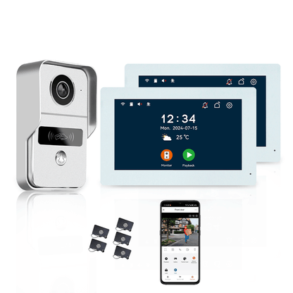 Anjielo Smart 10.1 Inch Touch Screen Video Doorbell Intercom System with Night Vision Camera and Two-Way Intercom