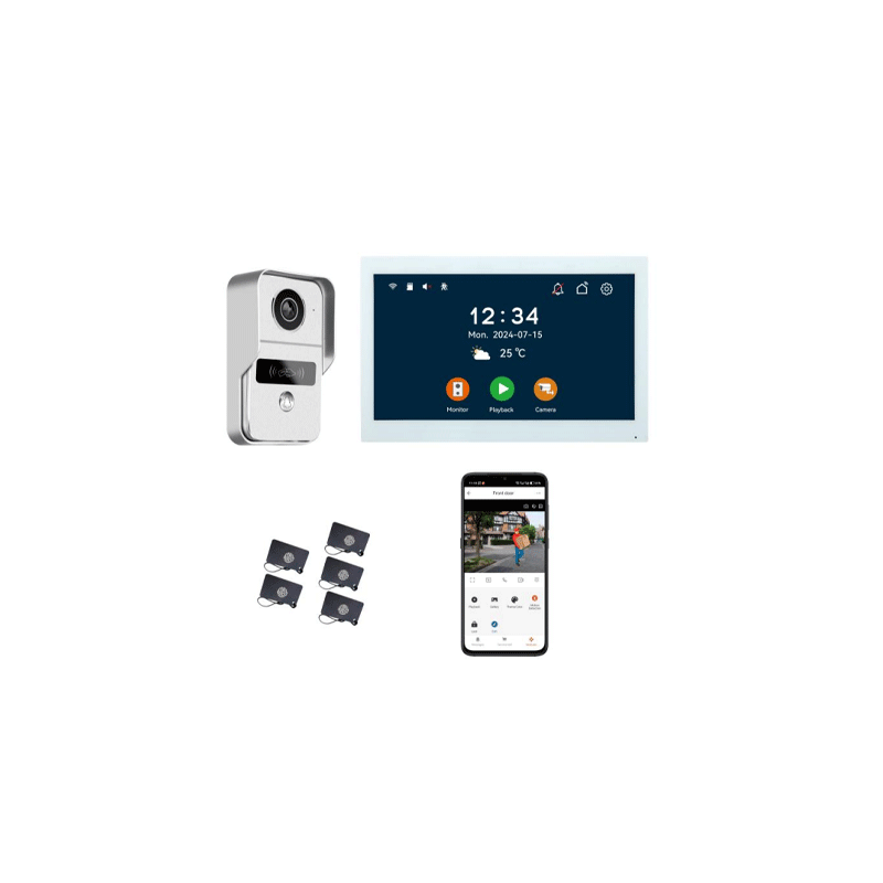 Anjielo Smart 10.1 Inch Touch Screen Video Doorbell Intercom System with Night Vision Camera and Two-Way Intercom