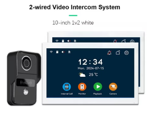 Anjielo Smart 10.1 Inch Touch Screen Video Doorbell Intercom System with Night Vision Camera and Two-Way Intercom