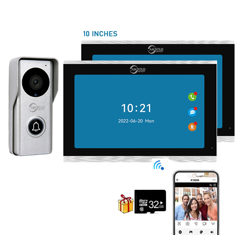 Anjielo Tuya Smart 7/10 Inch Touch Monitor Video Wifi Intercom Tuya Video Doorbell System 1080P 140° Wired Doorbell Camera