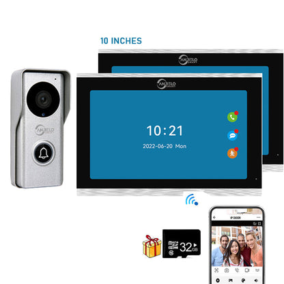 Anjielo Tuya Smart 7/10 Inch Touch Monitor Video Wifi Intercom Tuya Video Doorbell System 1080P 140° Wired Doorbell Camera