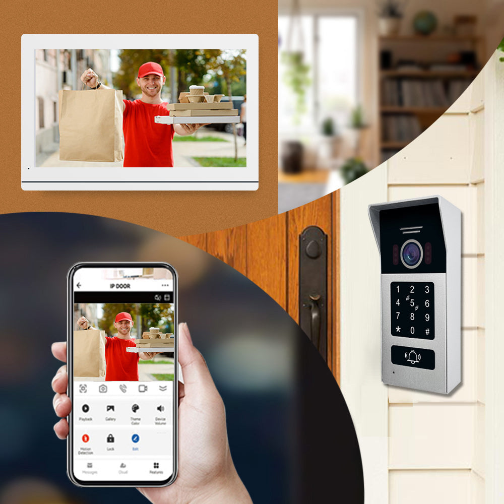 Anjielo Smart 7 Inch 2-Wire Video Intercom Camera Doorbell 1080P with Night Vision Motion Detection Home Security