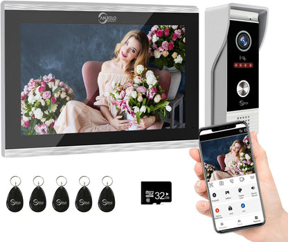 Anjielo 10 Inch Touch Screen 1080P Doorbell Camera Wired Video IC Unlock for Villa Home TUYA Video Intercom Door Phone Kit