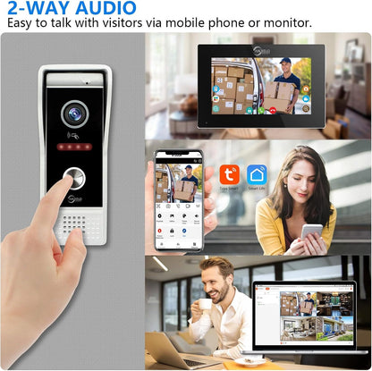 Anjielo 10 Inch Touch Screen 1080P Doorbell Camera Wired Video IC Unlock for Villa Home TUYA Video Intercom Door Phone Kit