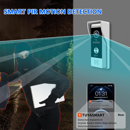 Anjielo 10 Inch Touch Screen 1080P Doorbell Camera Wired Video IC Unlock for Villa Home TUYA Video Intercom Door Phone Kit