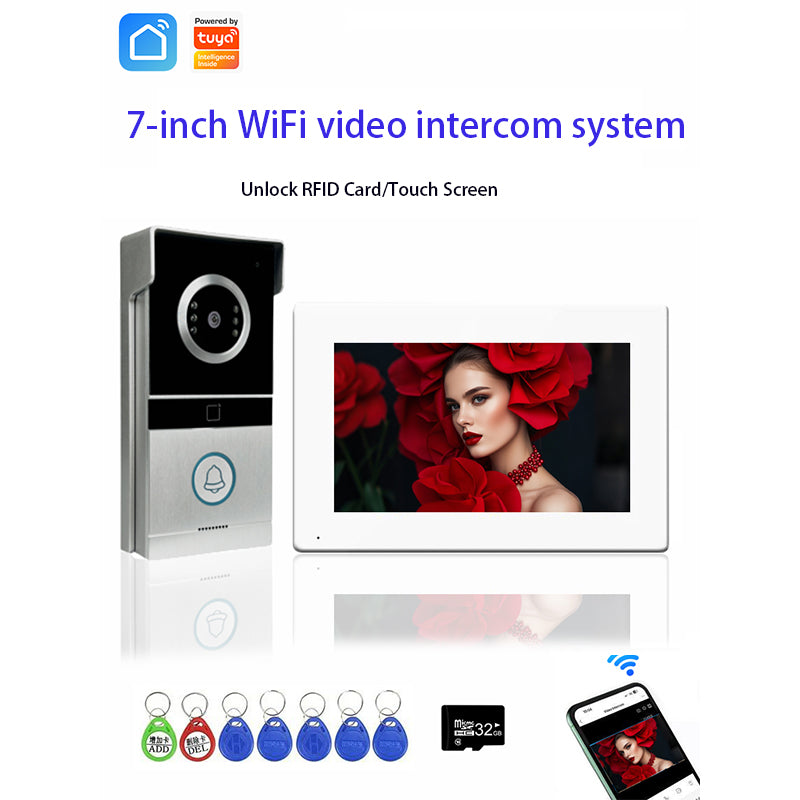 Anjielo Smart Video Intercom 7/10 inch 1080P WiFi Video Door Phone with RFID Unlock IR Night Vision and Two-way