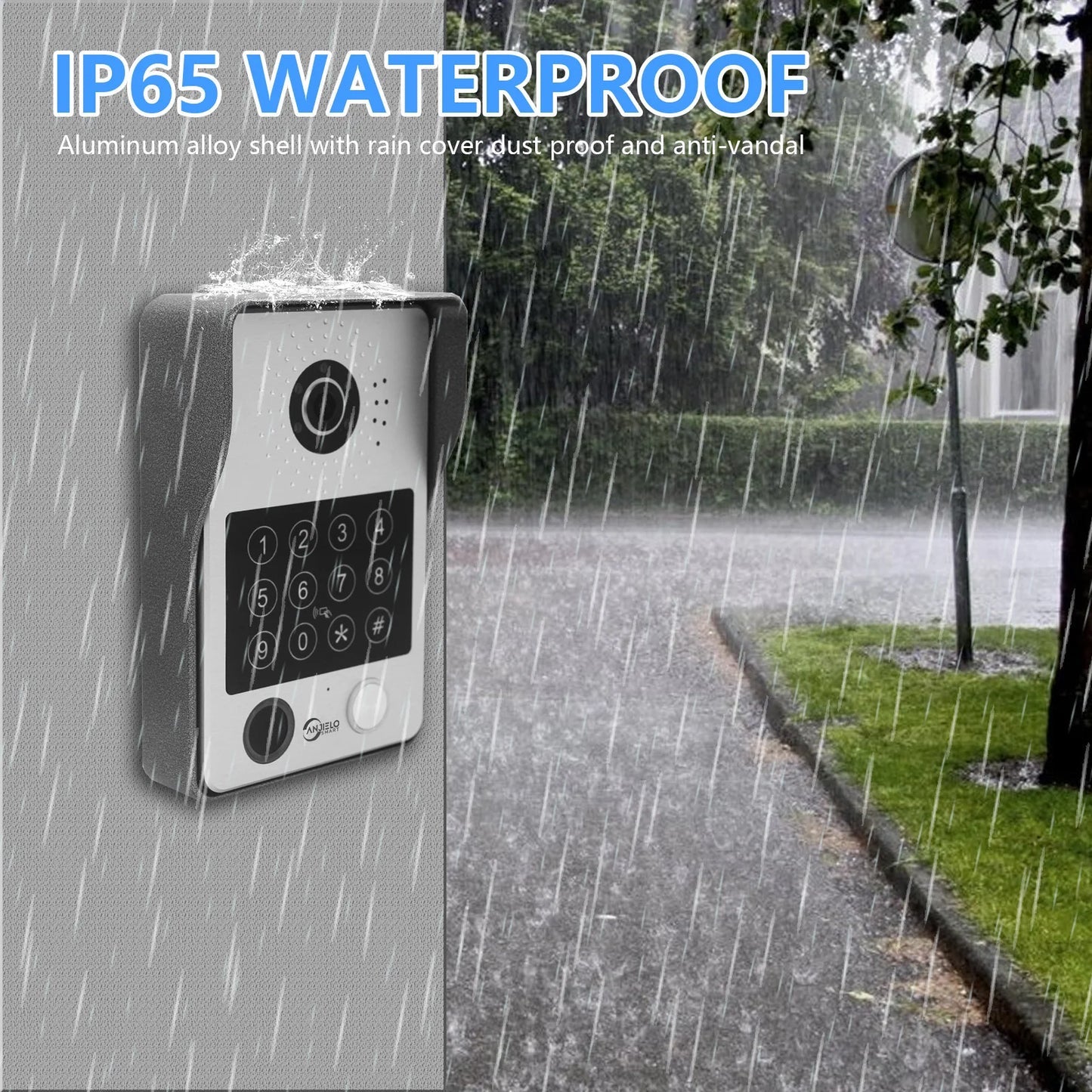 Anjielo Tuya 7/10 Inch Password Fingerprint Card Video Intercom Doorbell Touch Screen with Wired Doorbell 1080P Intercom Kit