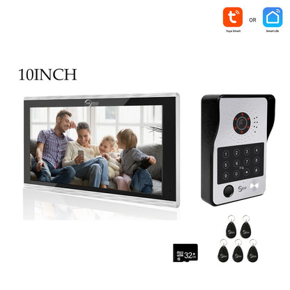 Anjielo Tuya 7/10 Inch Password Fingerprint Card Video Intercom Doorbell Touch Screen with Wired Doorbell 1080P Intercom Kit