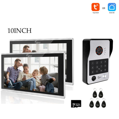 Anjielo Tuya 7/10 Inch Password Fingerprint Card Video Intercom Doorbell Touch Screen with Wired Doorbell 1080P Intercom Kit