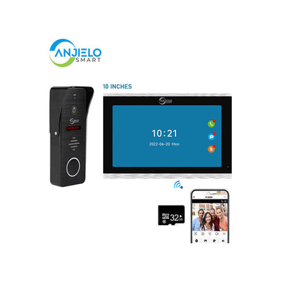 Anjielo Tuya Wifi Intercom Tuya Smart Home Wired Video Doorbell System 1080P Touch Screen 148° Doorbell Camera with Night Vision