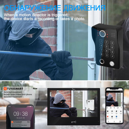 Anjielo Smart High Quality Tuya Smart 10 Inch Monitor Video Intercom with Security Access Control Option HD 1080p Wired Doorbell