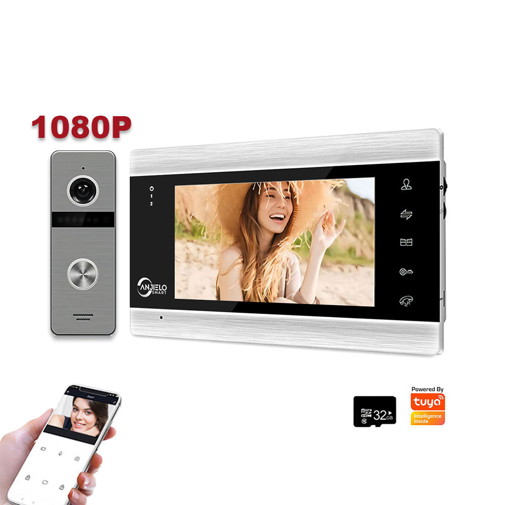 Anjielo 7-inch Tuya video intercom doorbell 1080P night vision WiFi wired video intercom suitable for home security system