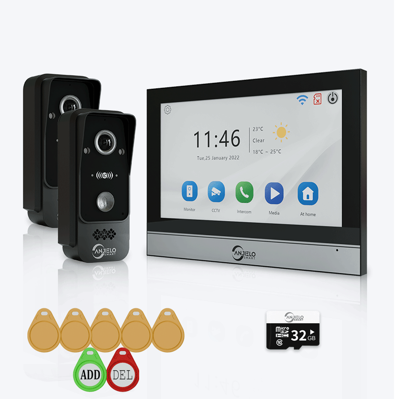 Anjielo Equipped with 1080P Wired Doorbell Protect Home Security CCTV for Security System Video Intercom Kit