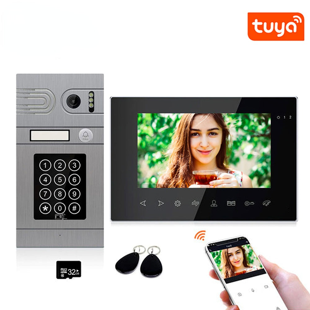 Anjielo 7-inch Tuya Smart Mobile App Wifi Home Intercom System Video Doorbell 1080P Screen Support Electric Lock Remote Control