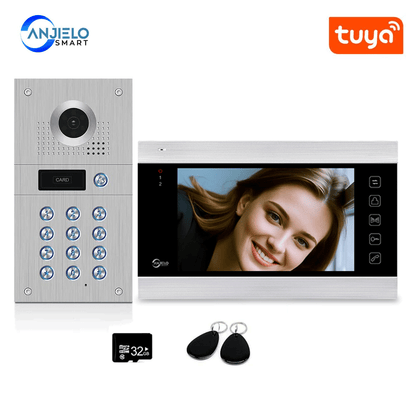 Anjielo with camera and password keyboard/RFID card access control system motion detection record 1080P tuya WiFi wired video intercom