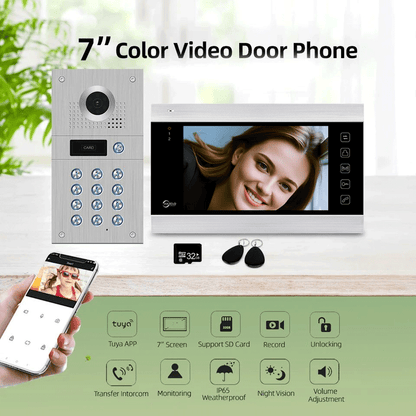 Anjielo with camera and password keyboard/RFID card access control system motion detection record 1080P tuya WiFi wired video intercom
