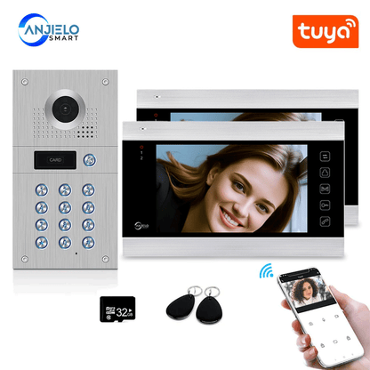 Anjielo with camera and password keyboard/RFID card access control system motion detection record 1080P tuya WiFi wired video intercom