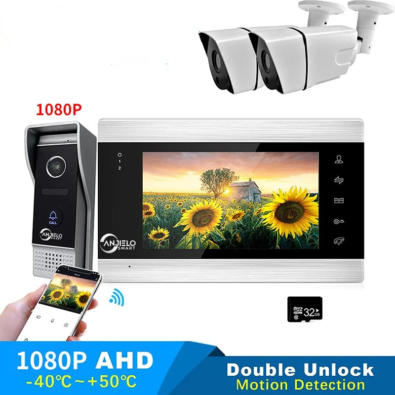 Anjielo tuya 7-inch video doorbell smart intercom with Wifi camera for smart home apartment two-way intercom night vision